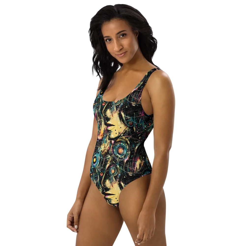 Celestial Echoes on One-Piece Swimsuit — Left