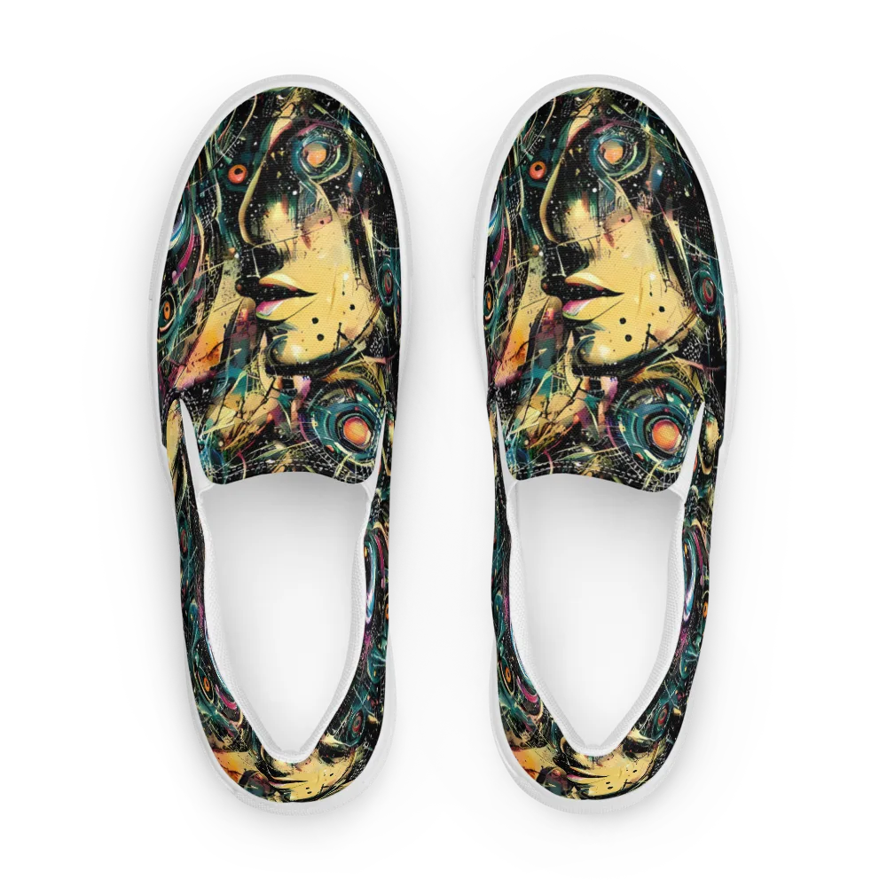 Celestial Echoes on Women's Slip-On Canvas Shoes — Front