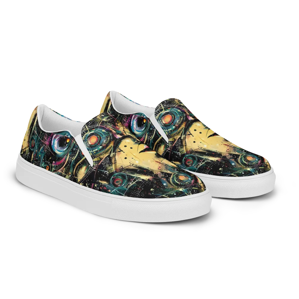 Celestial Echoes on Women's Slip-On Canvas Shoes — Right Front