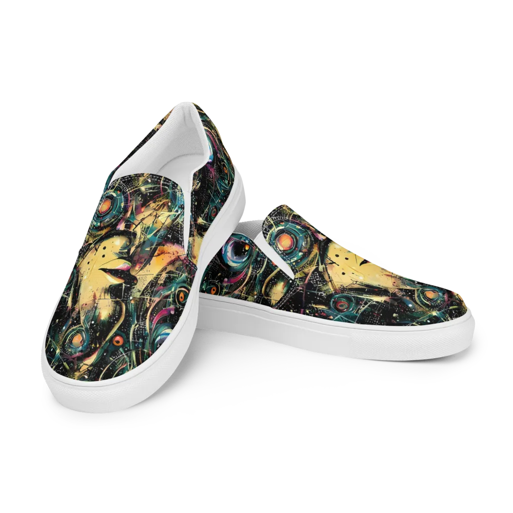 Celestial Echoes on Women's Slip-On Canvas Shoes — Left Front