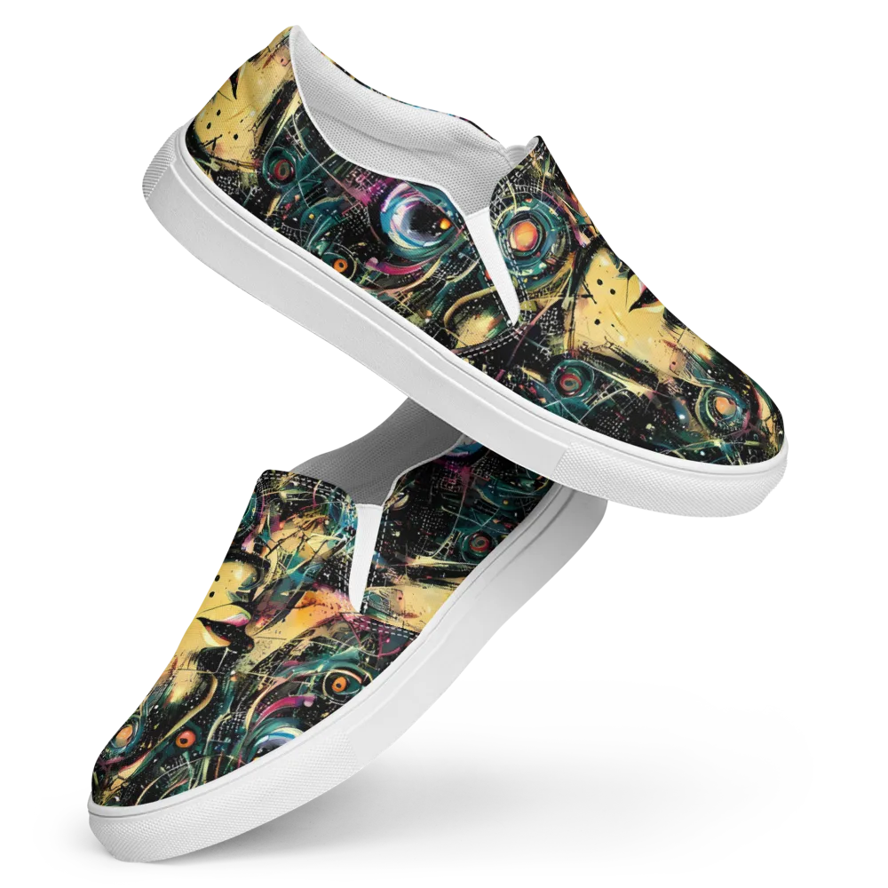 Celestial Echoes on Women's Slip-On Canvas Shoes — Front