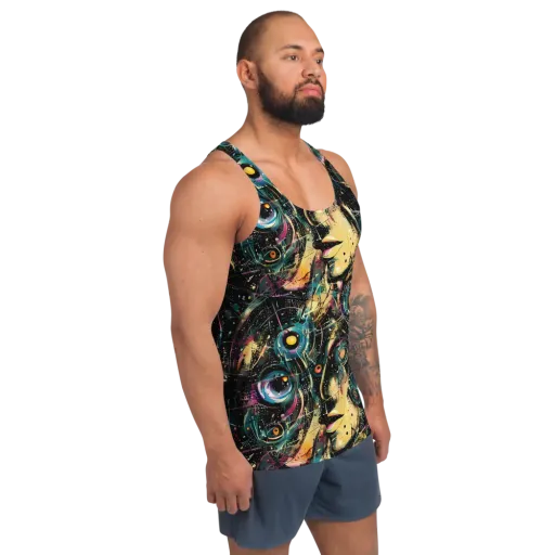 Celestial Echoes on a Men's Tank Top