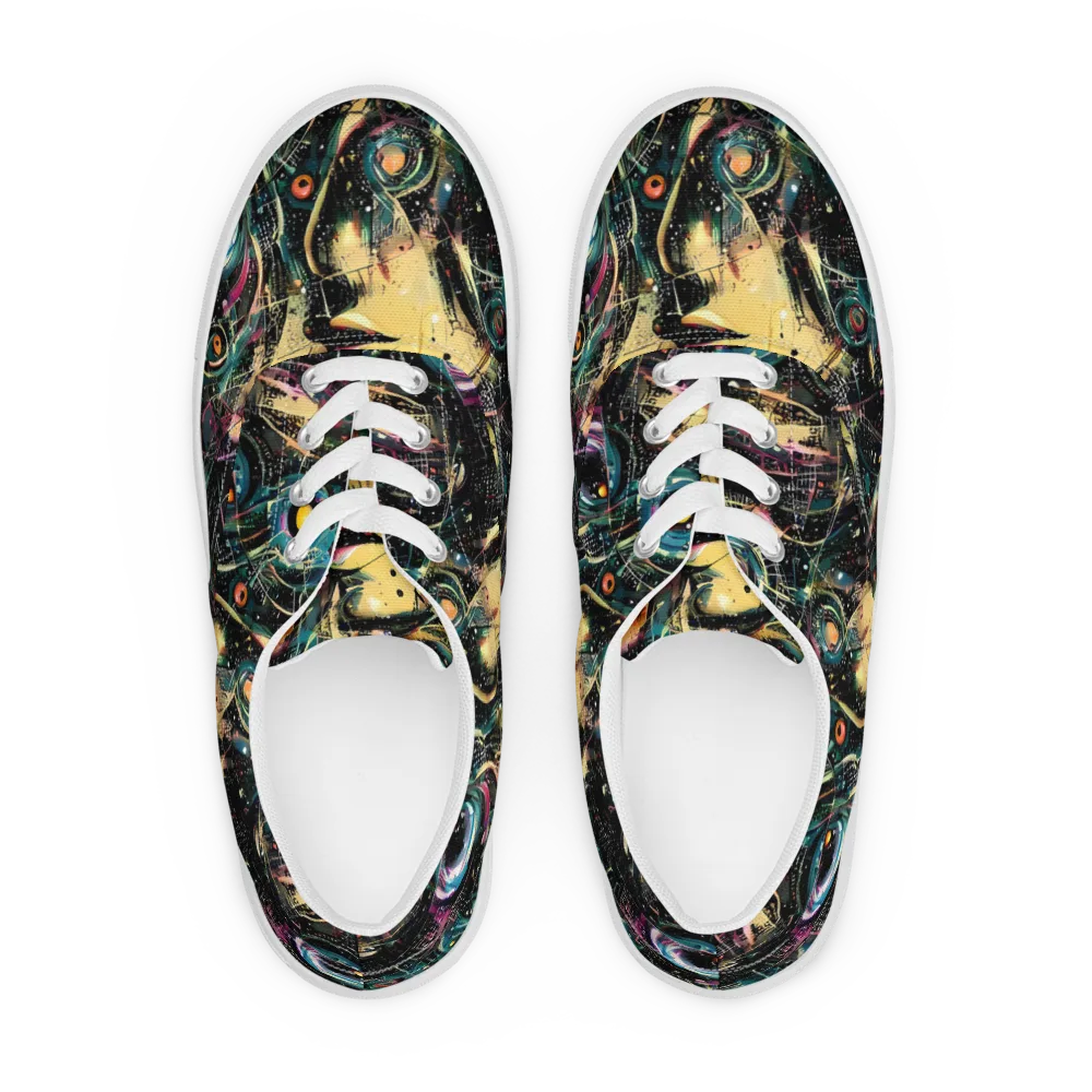 Celestial Echoes on Men's Lace-Up Canvas Shoes — Front