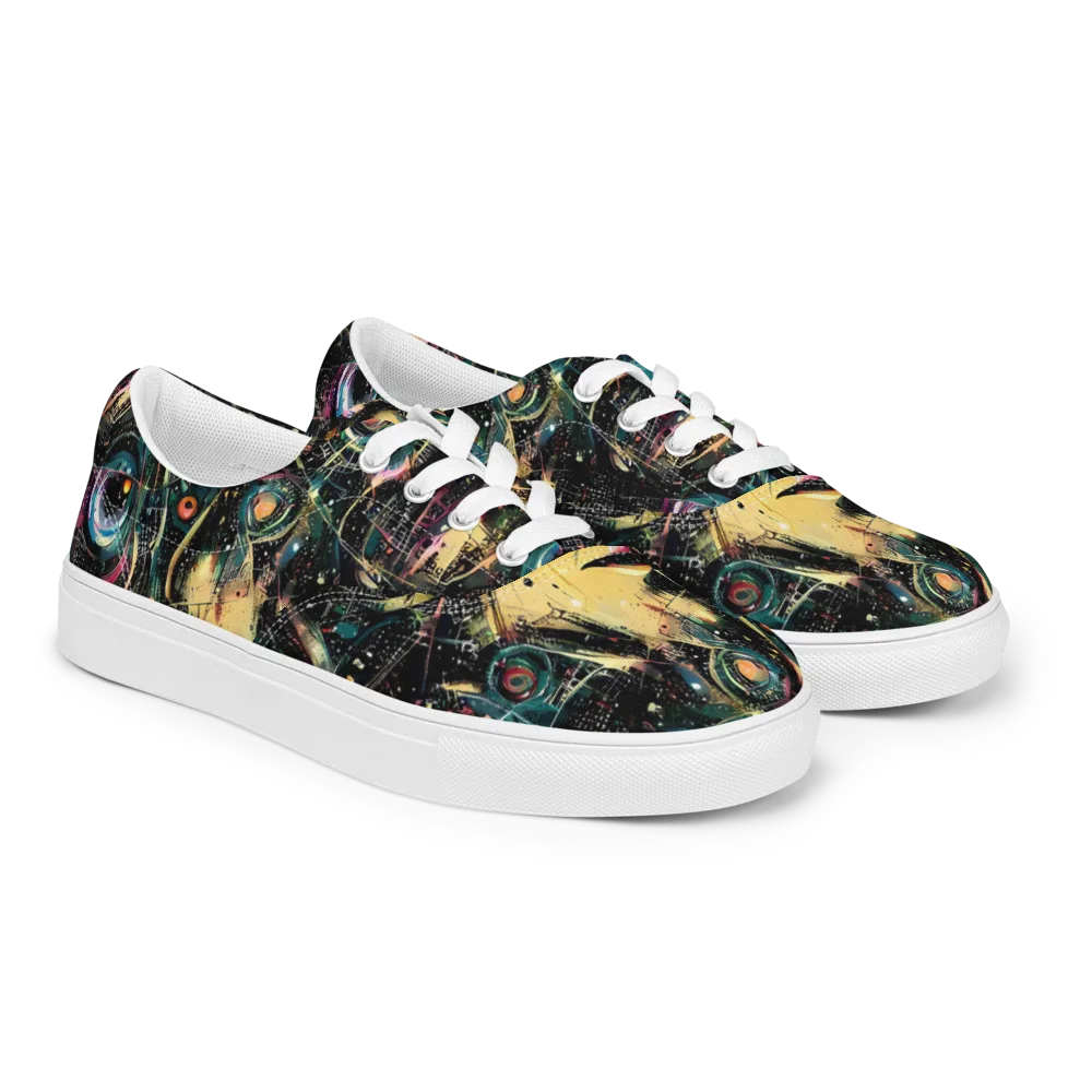 Celestial Echoes on Men's Lace-Up Canvas Shoes — Right Front