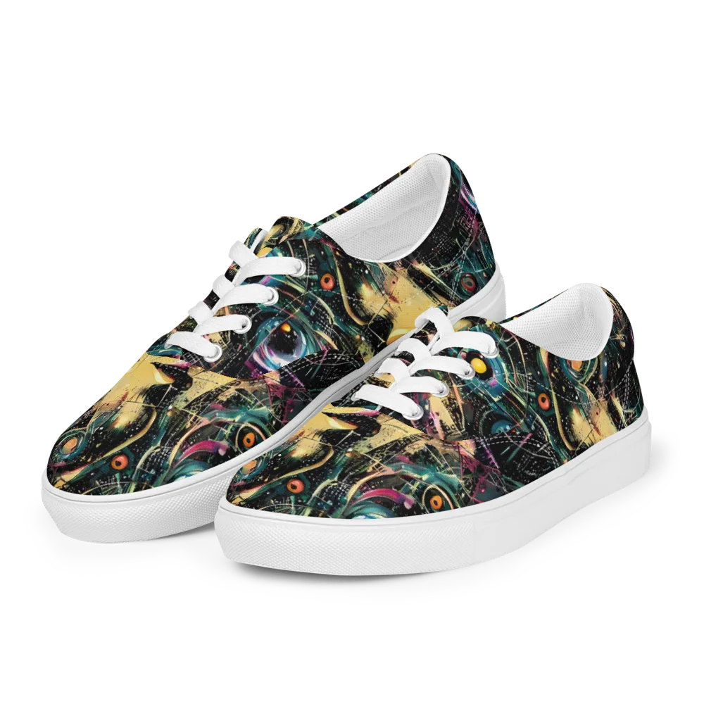 Celestial Echoes on Men's Lace-Up Canvas Shoes — Left Front