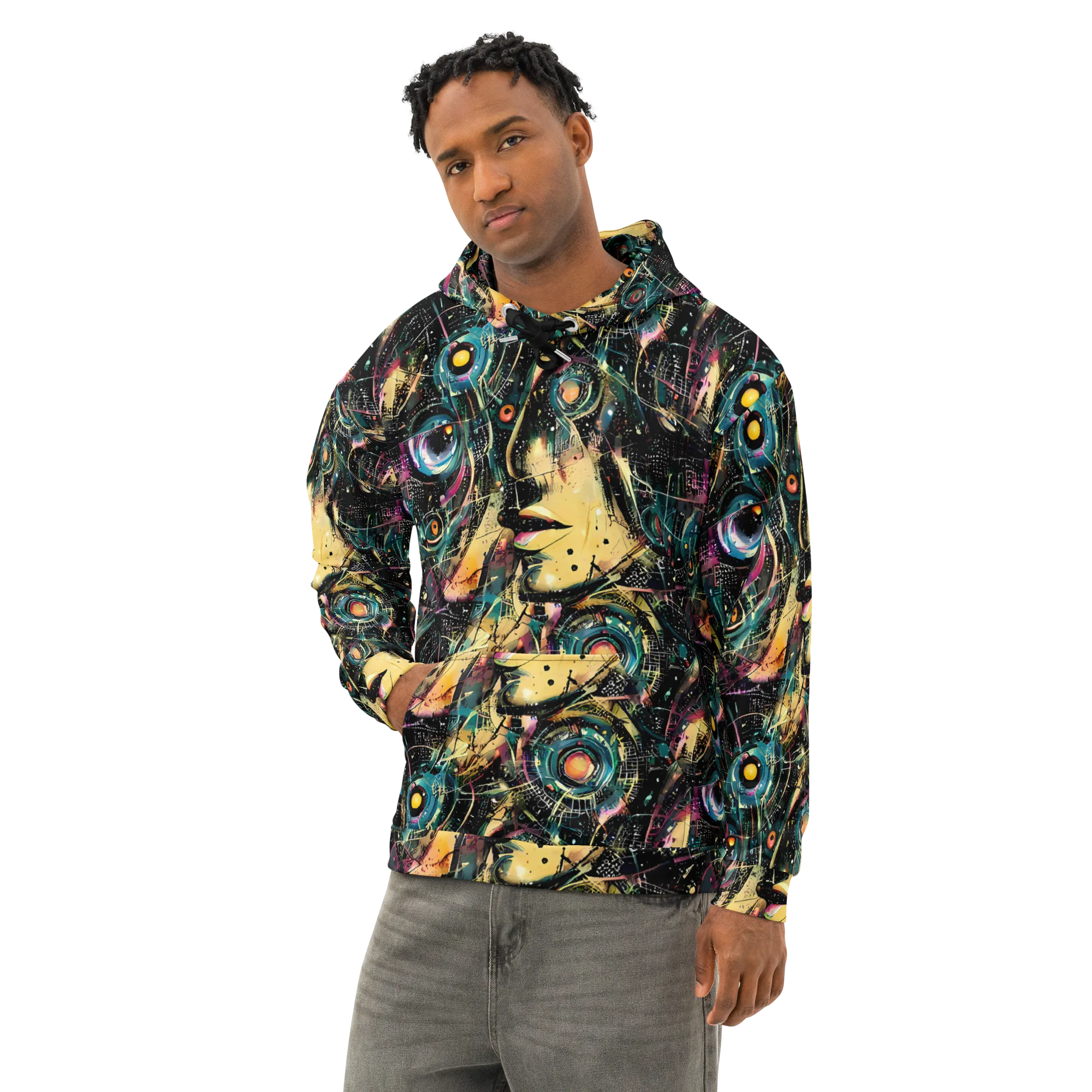 Celestial Echoes on Cotton Hoodie — Left Front
