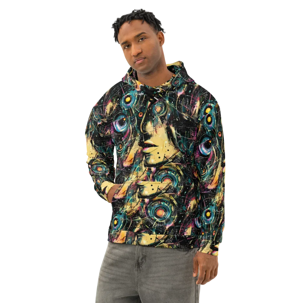 Celestial Echoes on Cotton Hoodie — Left Front