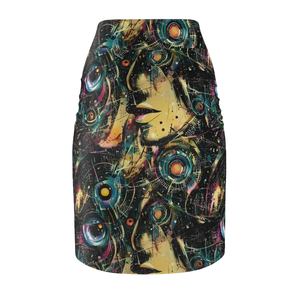 Celestial Echoes on Pencil Skirt — Back