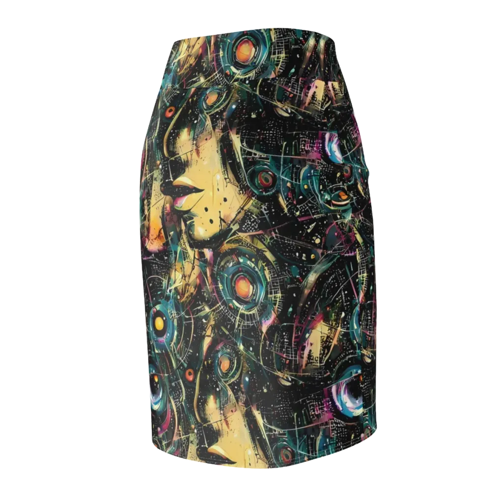 Celestial Echoes on Pencil Skirt — Back Side