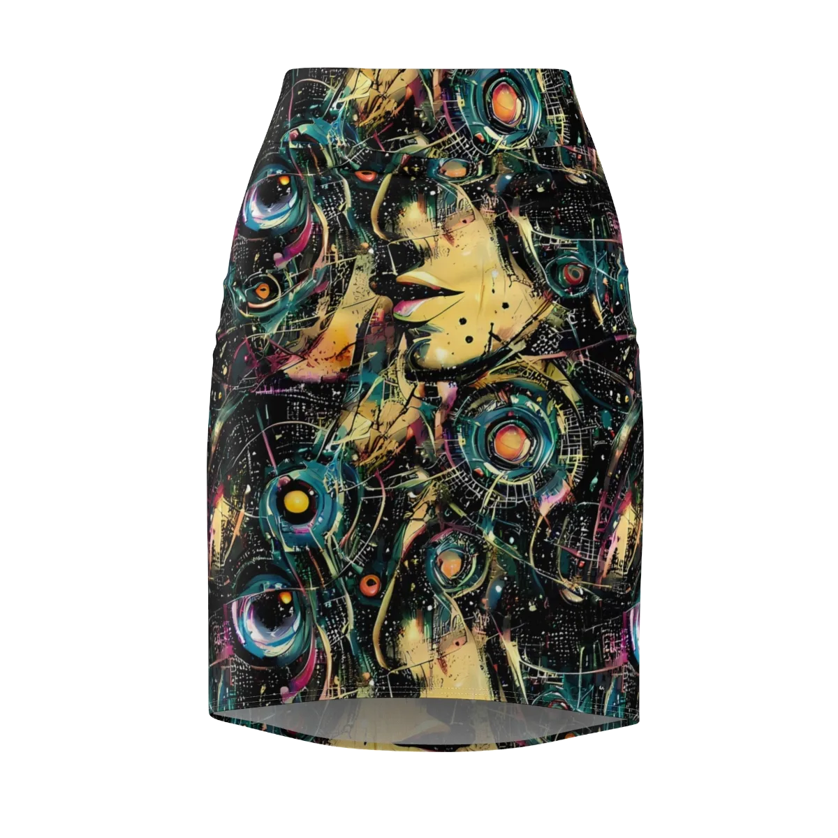 Celestial Echoes on Pencil Skirt — Front