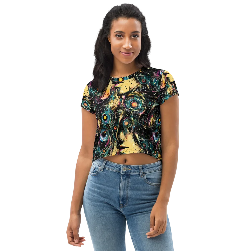 Celestial Echoes on Crop Tee — Front