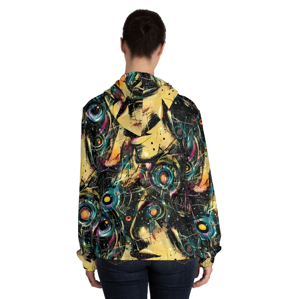 Celestial Echoes on Women's Full-Zip Hoodie — Back On Person