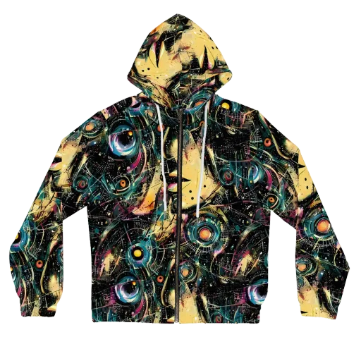 Celestial Echoes on a Women's Full-Zip Hoodie