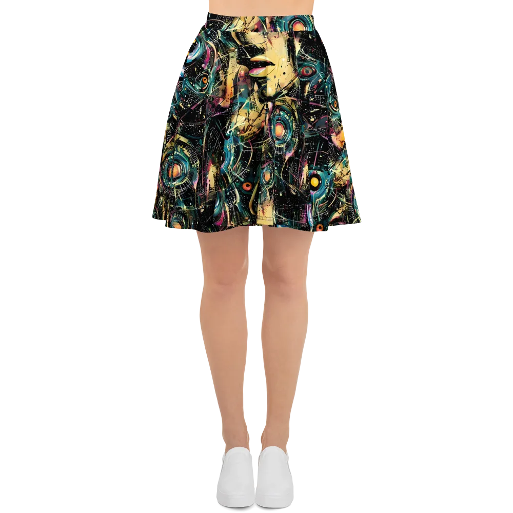 Celestial Echoes on Skater Skirt — Front