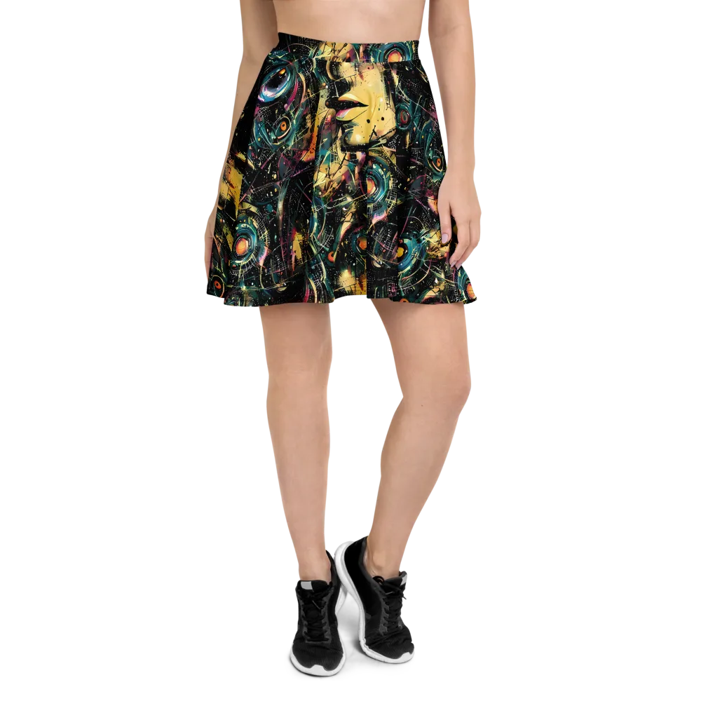 Celestial Echoes on Skater Skirt — Front