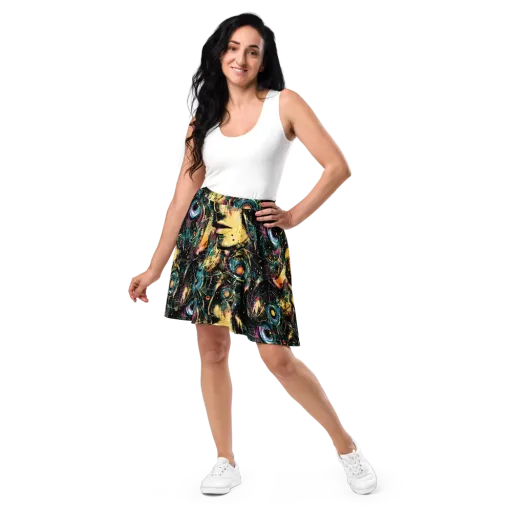 Celestial Echoes on a Skater Skirt