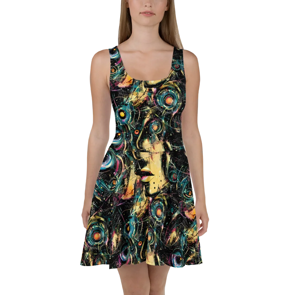 Celestial Echoes on Skater Dress — Front