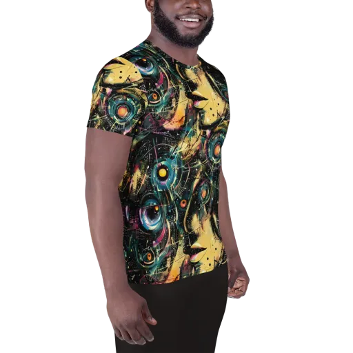 Celestial Echoes on a Men's Athletic T-Shirt