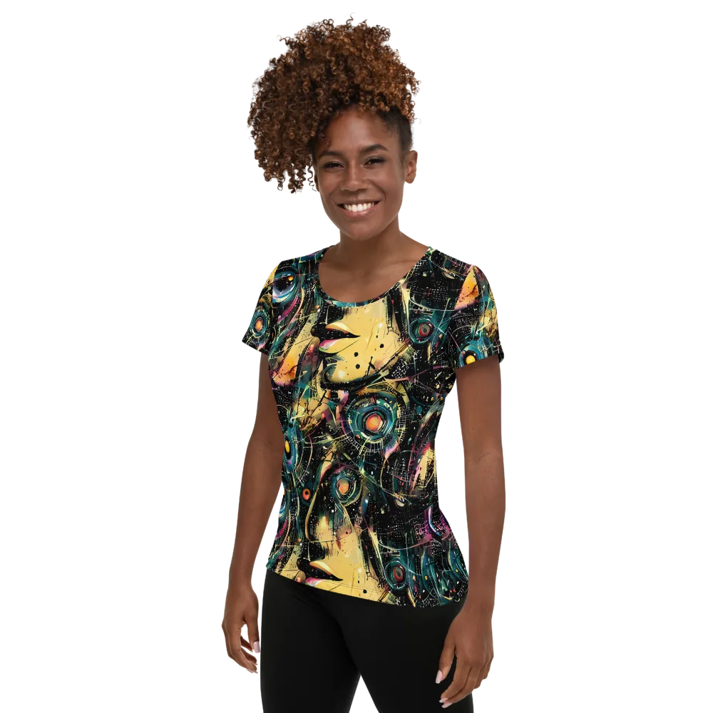 Celestial Echoes on Women's Athletic T-Shirt — Left