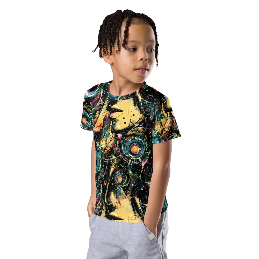 Celestial Echoes on Kids Crew Neck T-Shirt — Left Front