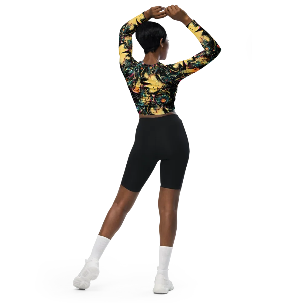 Celestial Echoes on Long Sleeve Crop Top — Back