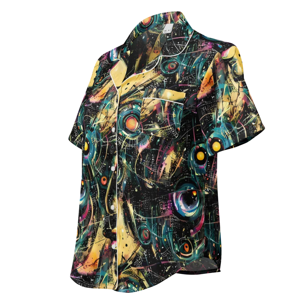 Celestial Echoes on Women's Short Sleeve Pajama Top — Left Front