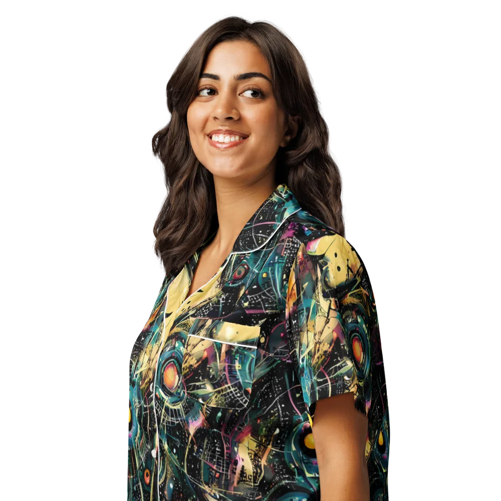 Celestial Echoes on Women's Short Sleeve Pajama Top — Left Front