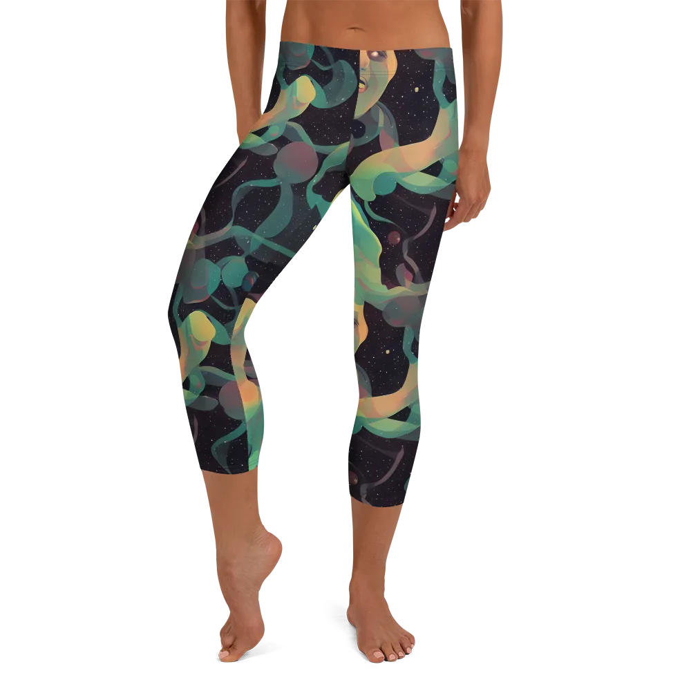 Astral Rhythms on Capri Leggings — Front