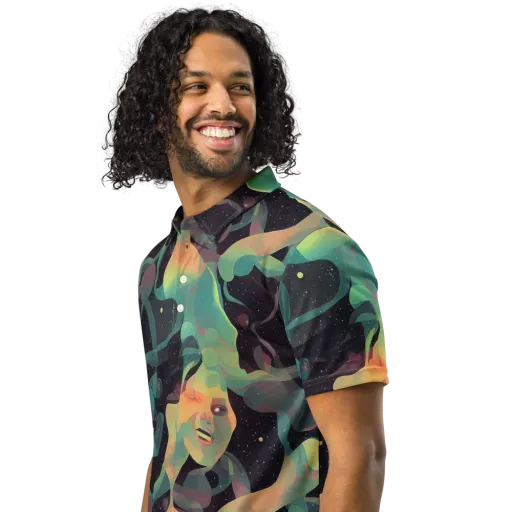 Astral Rhythms on a Men's Slim Fit Polo Shirt