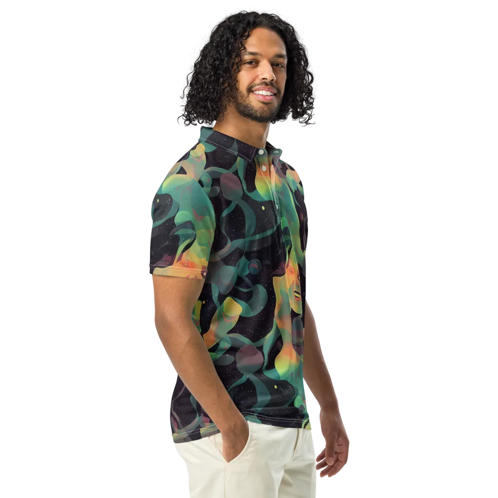 Astral Rhythms on Men's Slim Fit Polo Shirt — Right Front