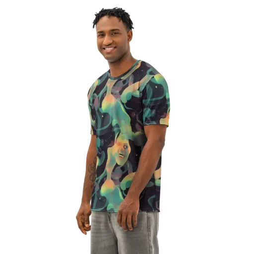 Astral Rhythms on a Men's Cotton Crew Neck T-Shirt