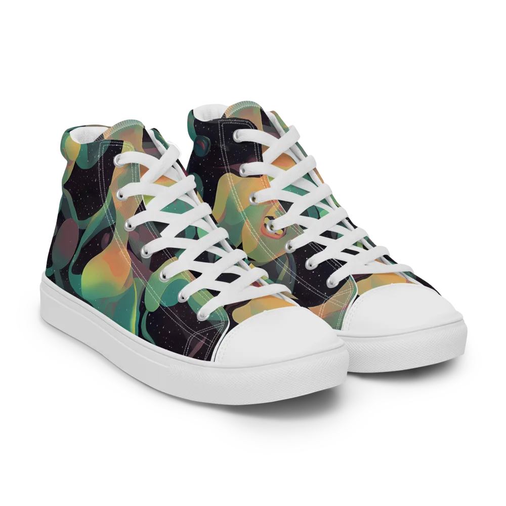 Astral Rhythms on Men's High Top Canvas Shoes — Right Front