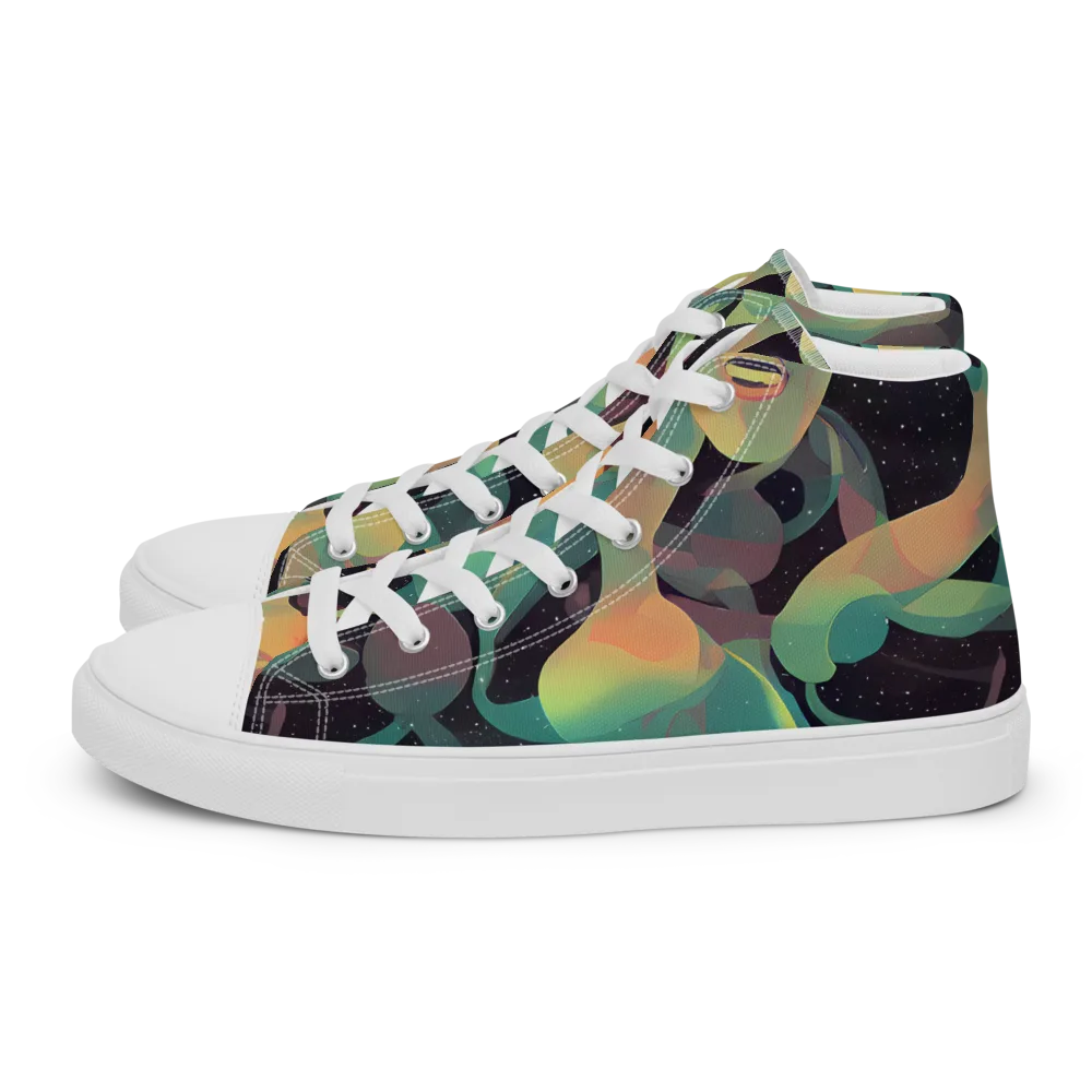 Astral Rhythms on Men's High Top Canvas Shoes — Left
