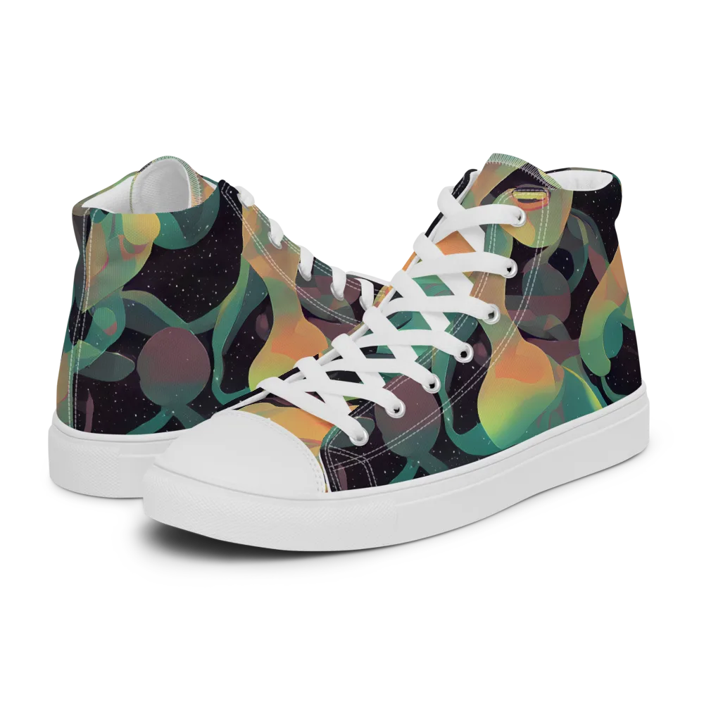 Astral Rhythms on Men's High Top Canvas Shoes — Left