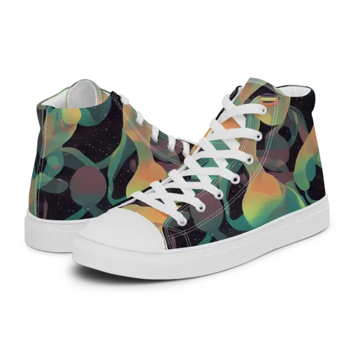Astral Rhythms on a Men's High Top Canvas Shoes