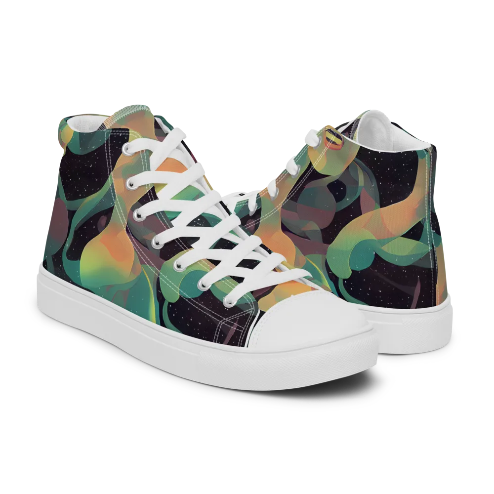Astral Rhythms on Men's High Top Canvas Shoes — Right