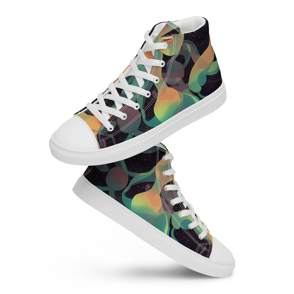 Astral Rhythms on Men's High Top Canvas Shoes — Front