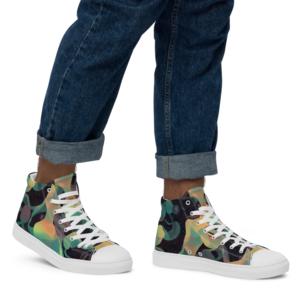 Astral Rhythms on Men's High Top Canvas Shoes — Right