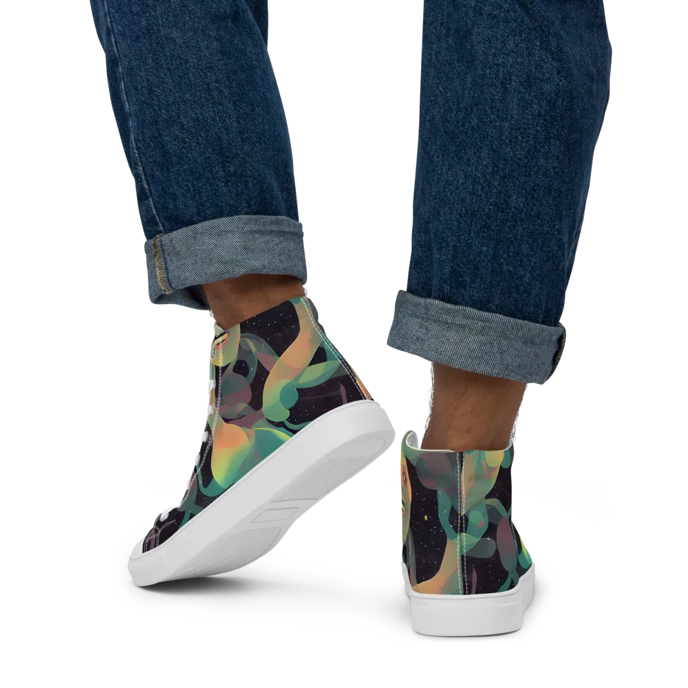 Astral Rhythms on Men's High Top Canvas Shoes — Back