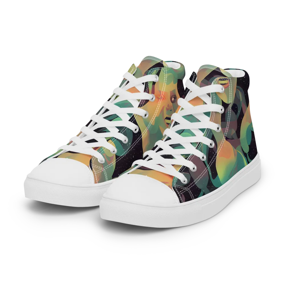 Astral Rhythms on Women's High Top Canvas Shoes — Left Front
