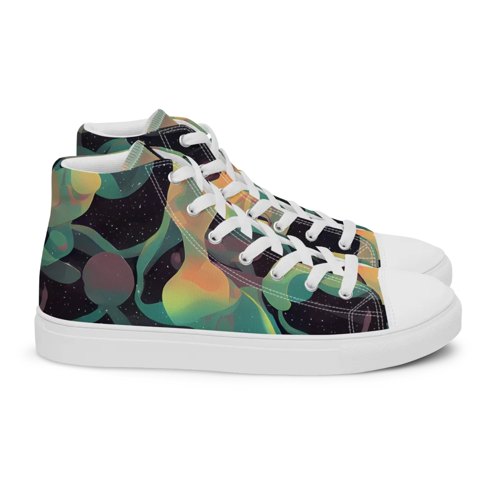 Astral Rhythms on Women's High Top Canvas Shoes — Right