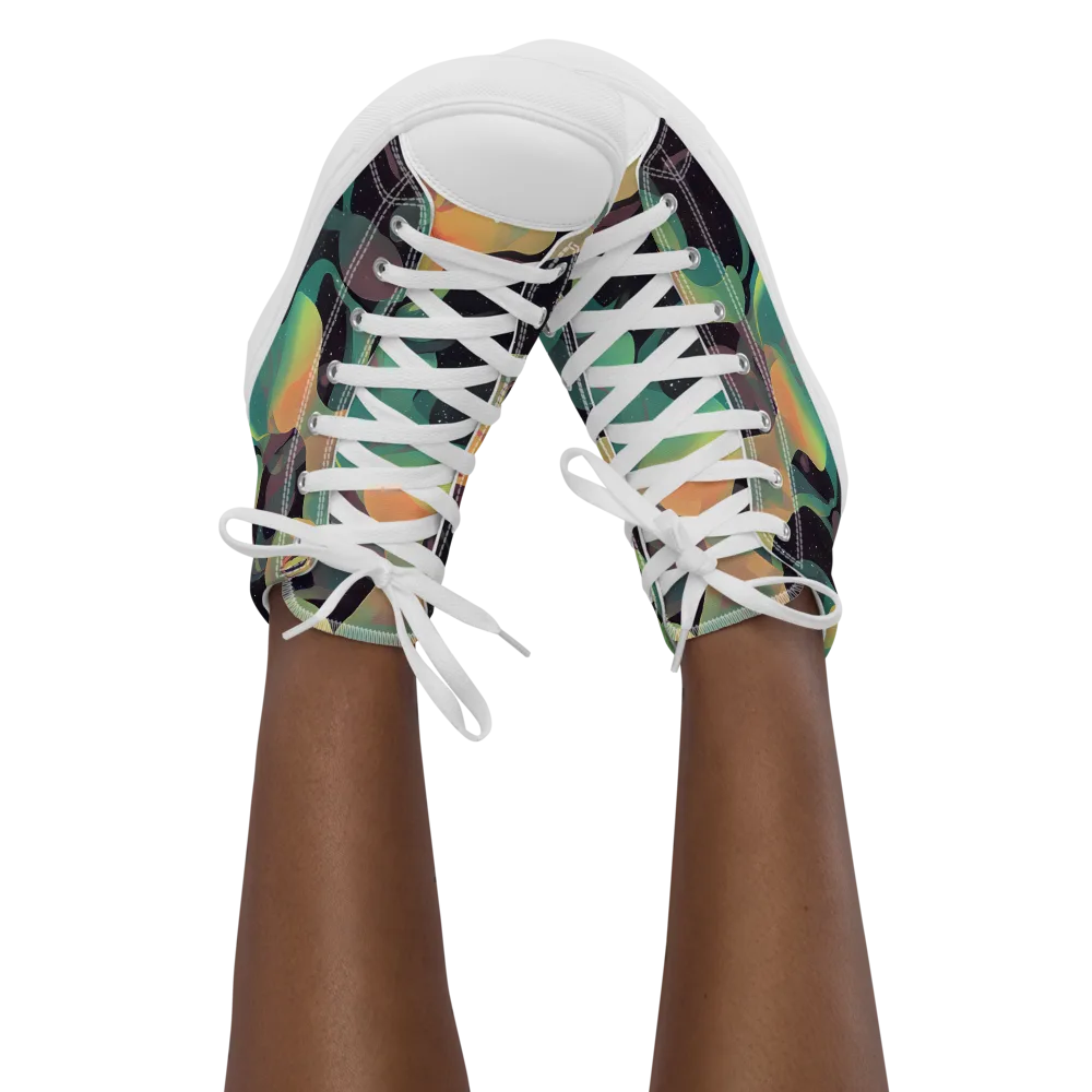Astral Rhythms on Women's High Top Canvas Shoes — Front