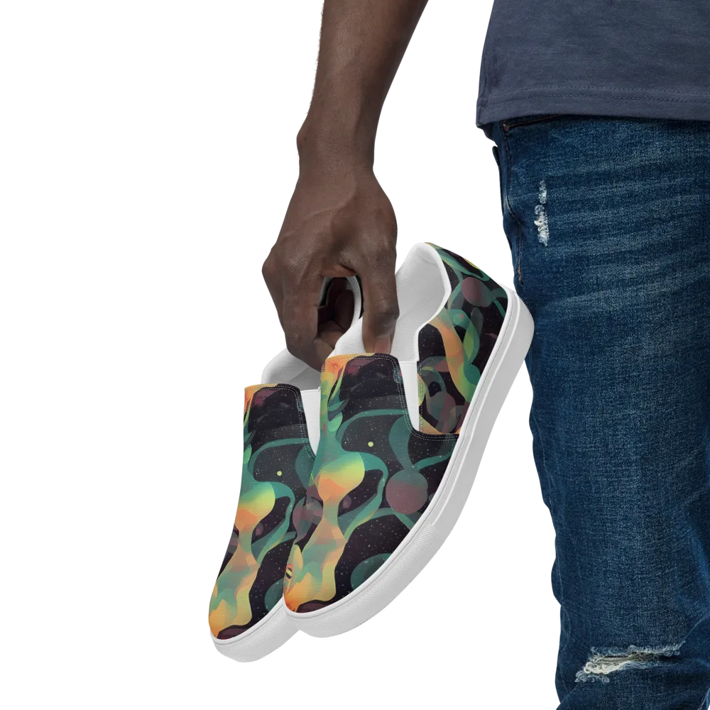 Astral Rhythms on Men's Slip-On Canvas Shoes — Left Front