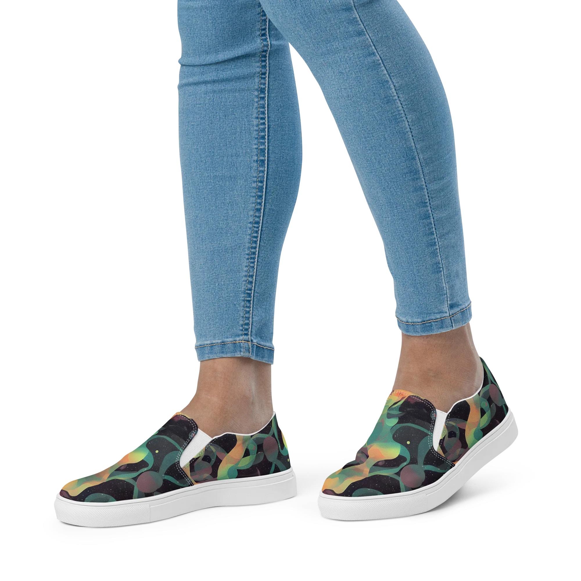 Astral Rhythms on Women's Slip-On Canvas Shoes — Front