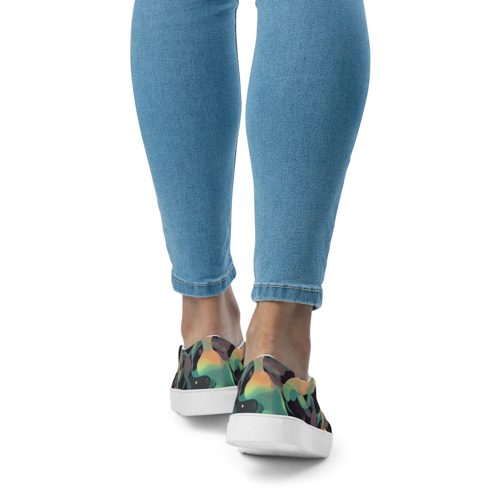 Astral Rhythms on Women's Slip-On Canvas Shoes — Back