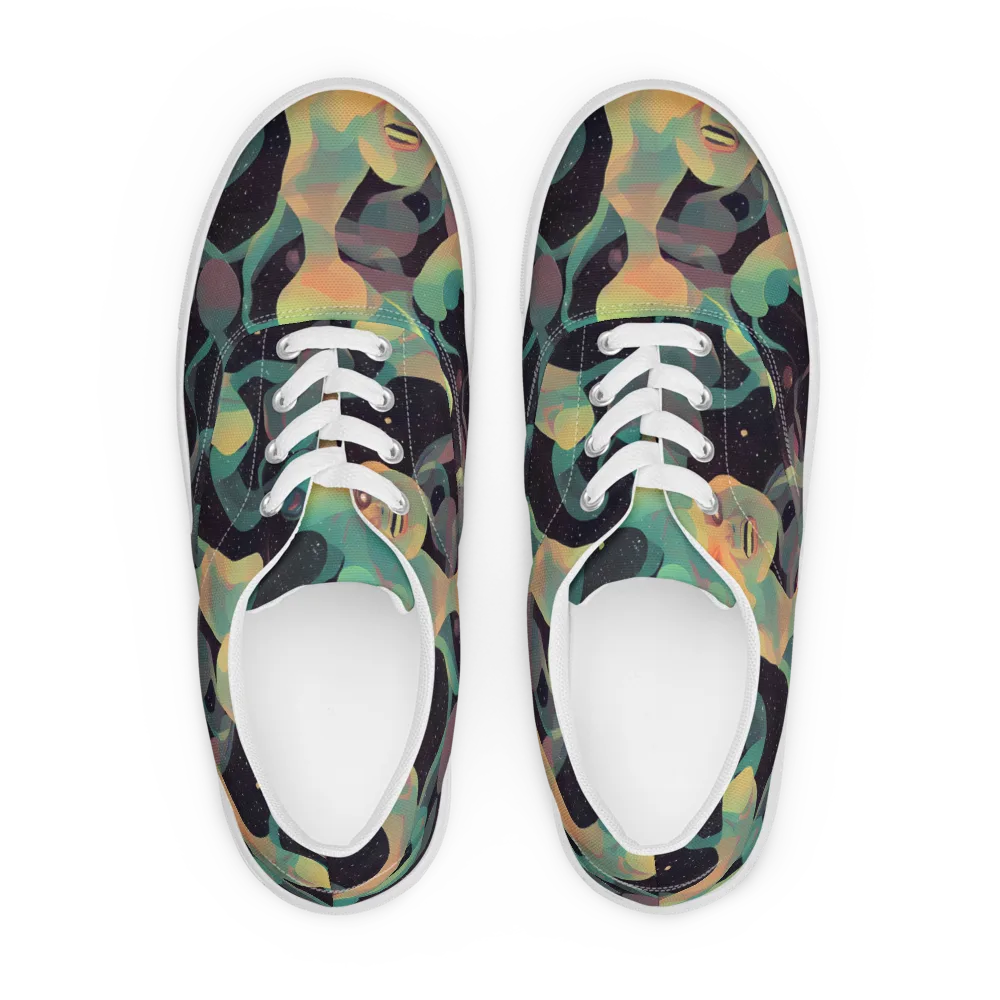 Astral Rhythms on Men's Lace-Up Canvas Shoes — Front