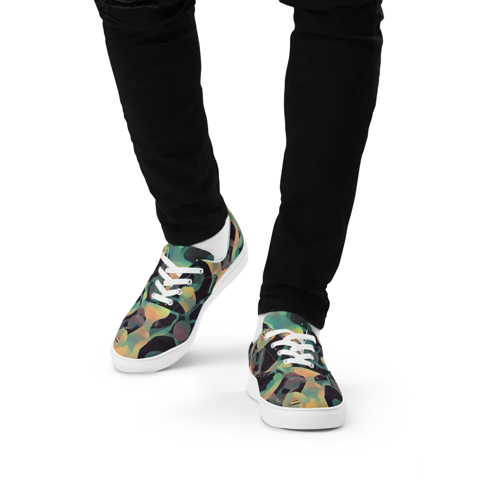 Astral Rhythms on Men's Lace-Up Canvas Shoes — Front
