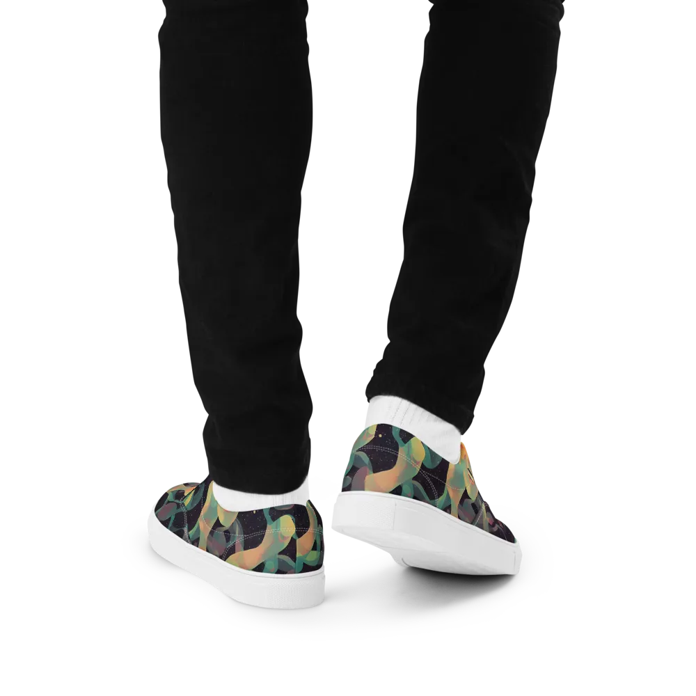 Astral Rhythms on Men's Lace-Up Canvas Shoes — Back