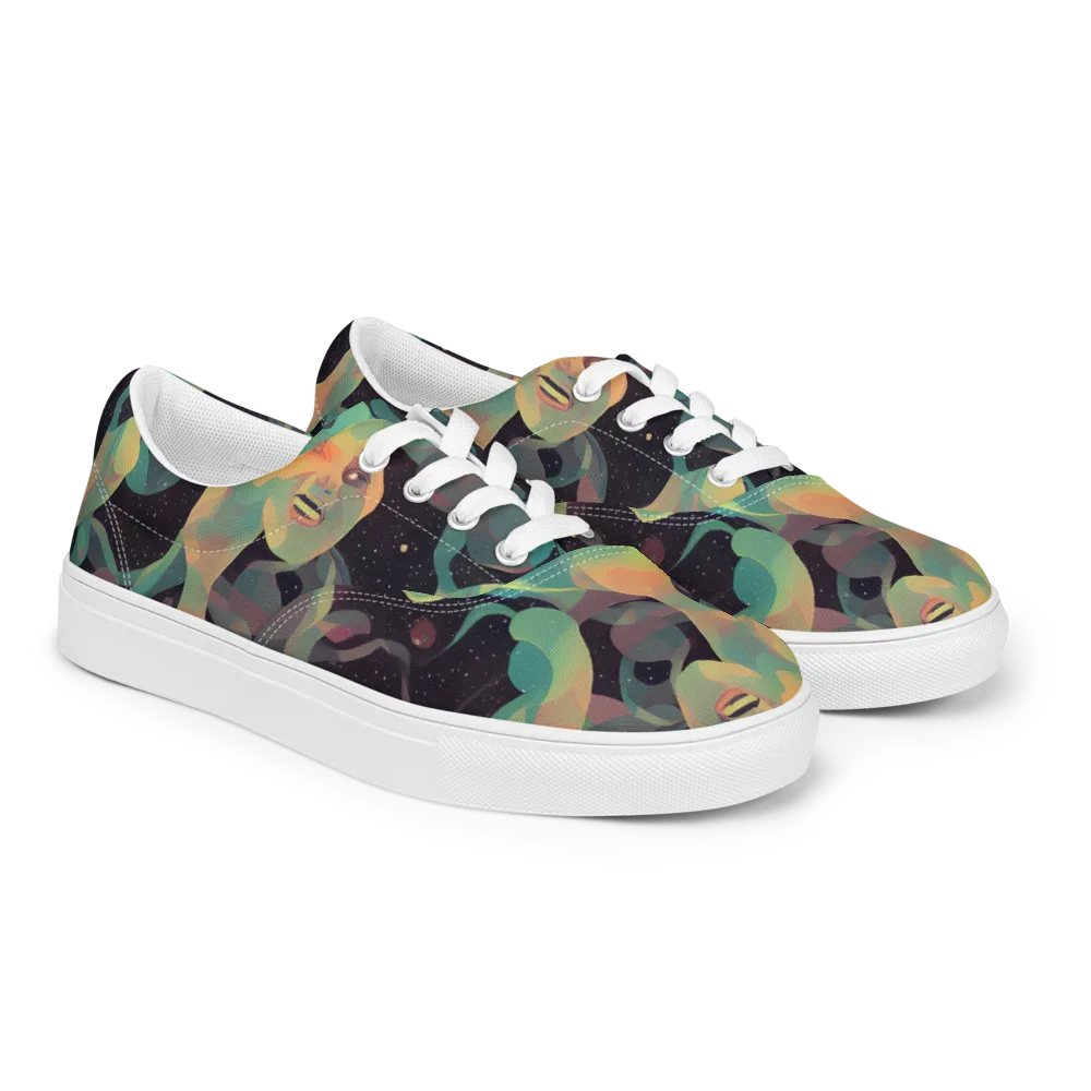 Astral Rhythms on Men's Lace-Up Canvas Shoes — Right Front