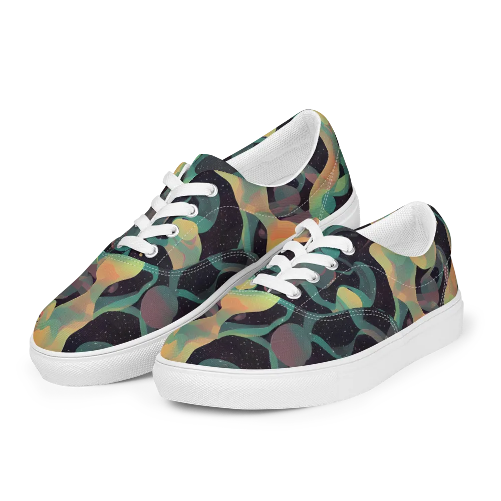 Astral Rhythms on Men's Lace-Up Canvas Shoes — Left Front